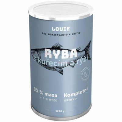 Louie konzerva pro psy ryba s rýží 1200 g