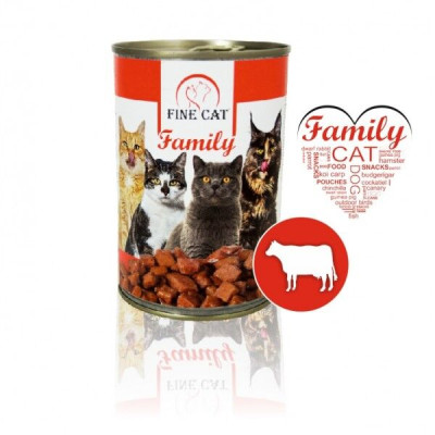 FINE CAT Family konzerva pro kočky s hovězím 415 g