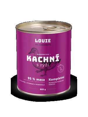 Louie konzerva pro psy-kachní s rýží, 800 g